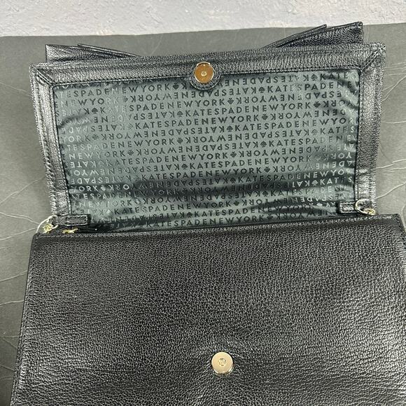 Kate Spade New York Manor Place Shea Black Embellished Leather Clutch Bow NWOT - Picture 4 of 4